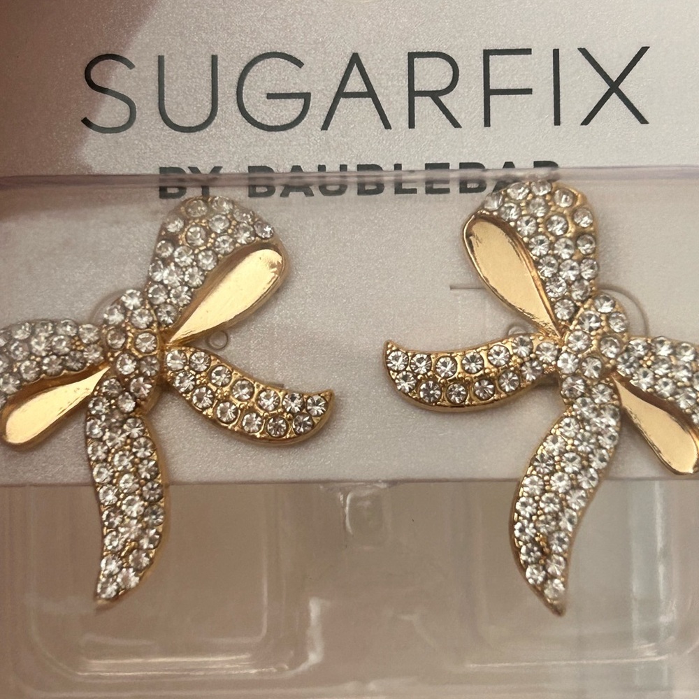 4/$5 Sugarfix by Baublebar Gold Bow Earrings NWT - Picture 8 of 8